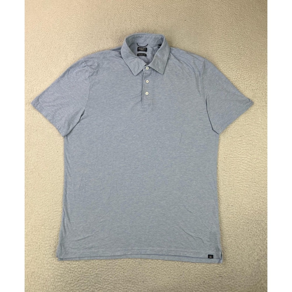 Faherty Reserve Movement Polo Shirt Mens XL Blue Solid Stretch Jersey Knit